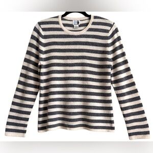 MODERN IMAGES 100% Cashmere Preppy Striped Lightweight Casual Pullover Sweater L